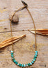 Boho Necklace, Green Semiprecious Stone Seeds